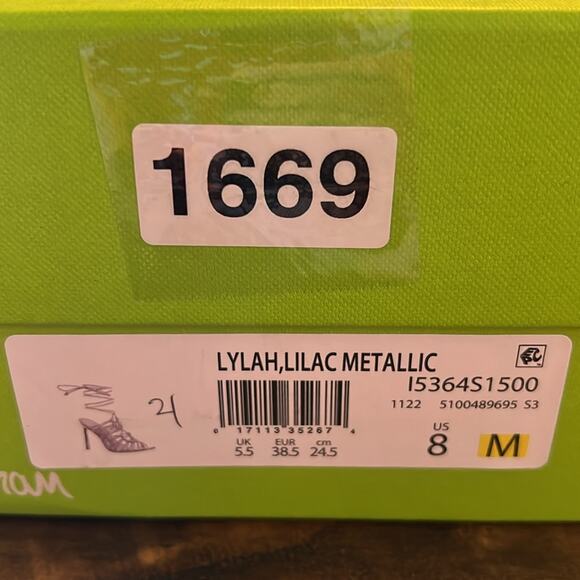 Sam Edelman Lylah Lilac Metallic Square Toe Strappy High Heels Ankle Wrap NEW 8 - Picture 8 of 8